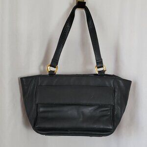 Laura Scott Genuine Leather Purse hobo handbag double handle black Professional